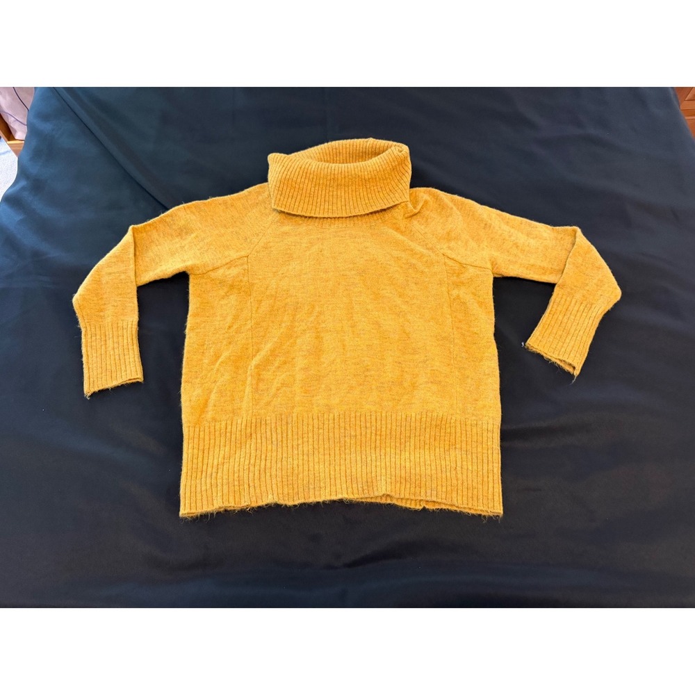 For The Republic Mustard Yellow Marl Turtleneck Raglan Sleeve Ribbed Sweater